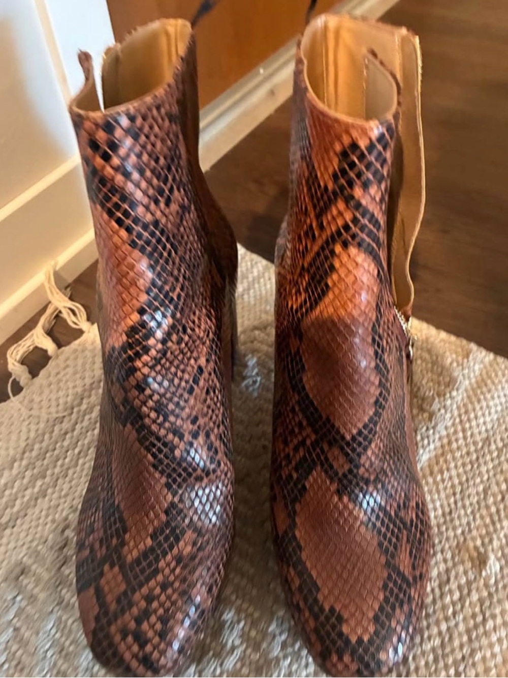 ASOS Brown Snake-Print Ankle Boots